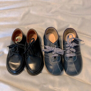 Vintage little boys shoes mother goose blue leather sneakers red goose black 6.5